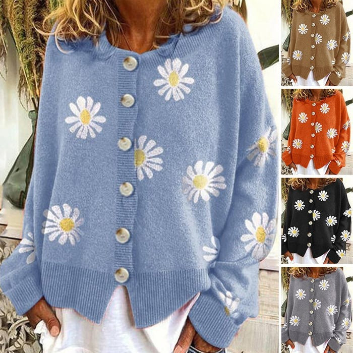 Angel™ Cute Cardigan With Daisies