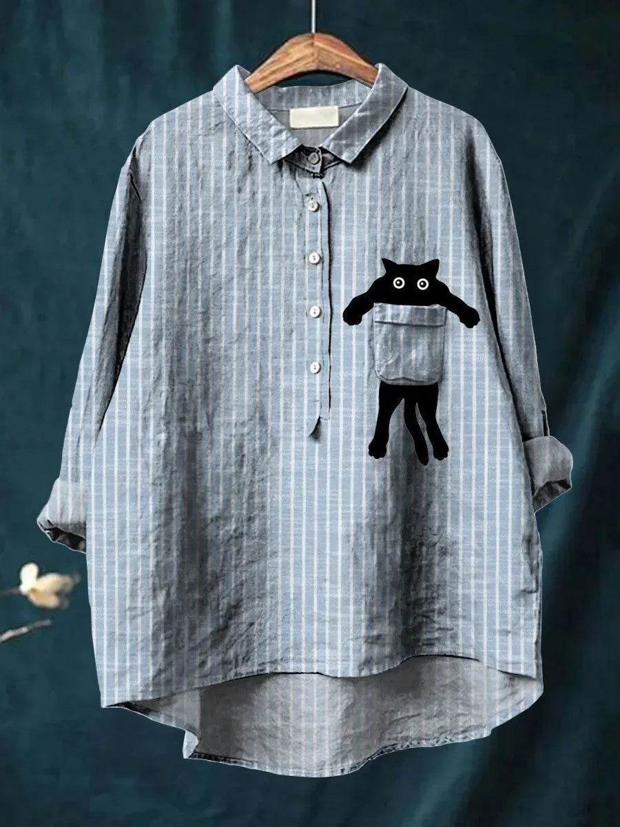 Sydney™ Cute Cat Pocket Shirt