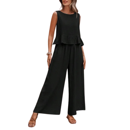 KAREN™ – Women’s Ruffle Hem Tank Top & Wide Leg Pants