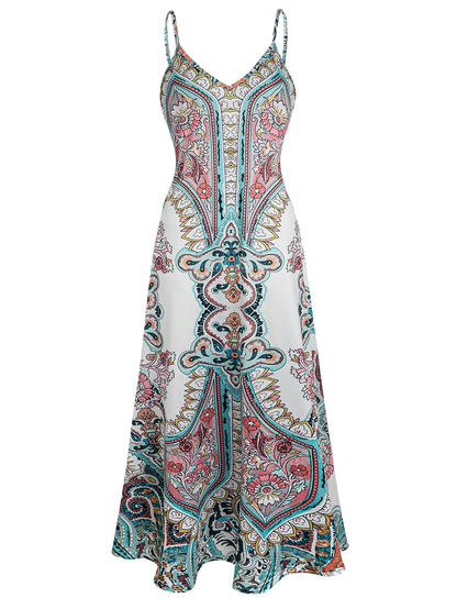 OTTILIE™ – Boho Floral Print Sleeveless Dress