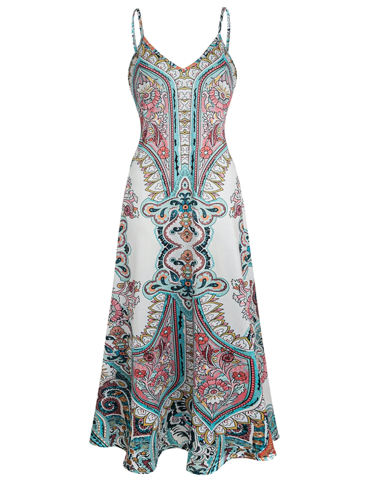 OTTILIE™ – Boho Floral Print Sleeveless Dress