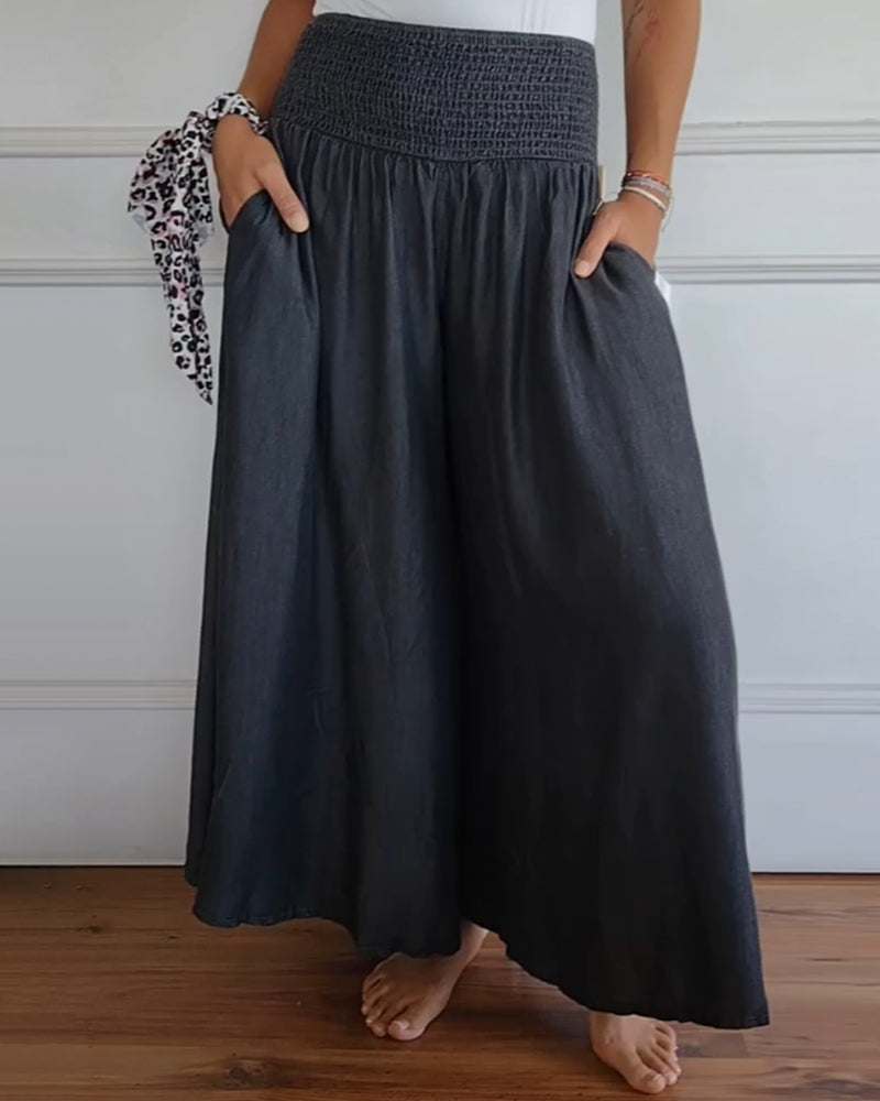Trousers with elastic waistband