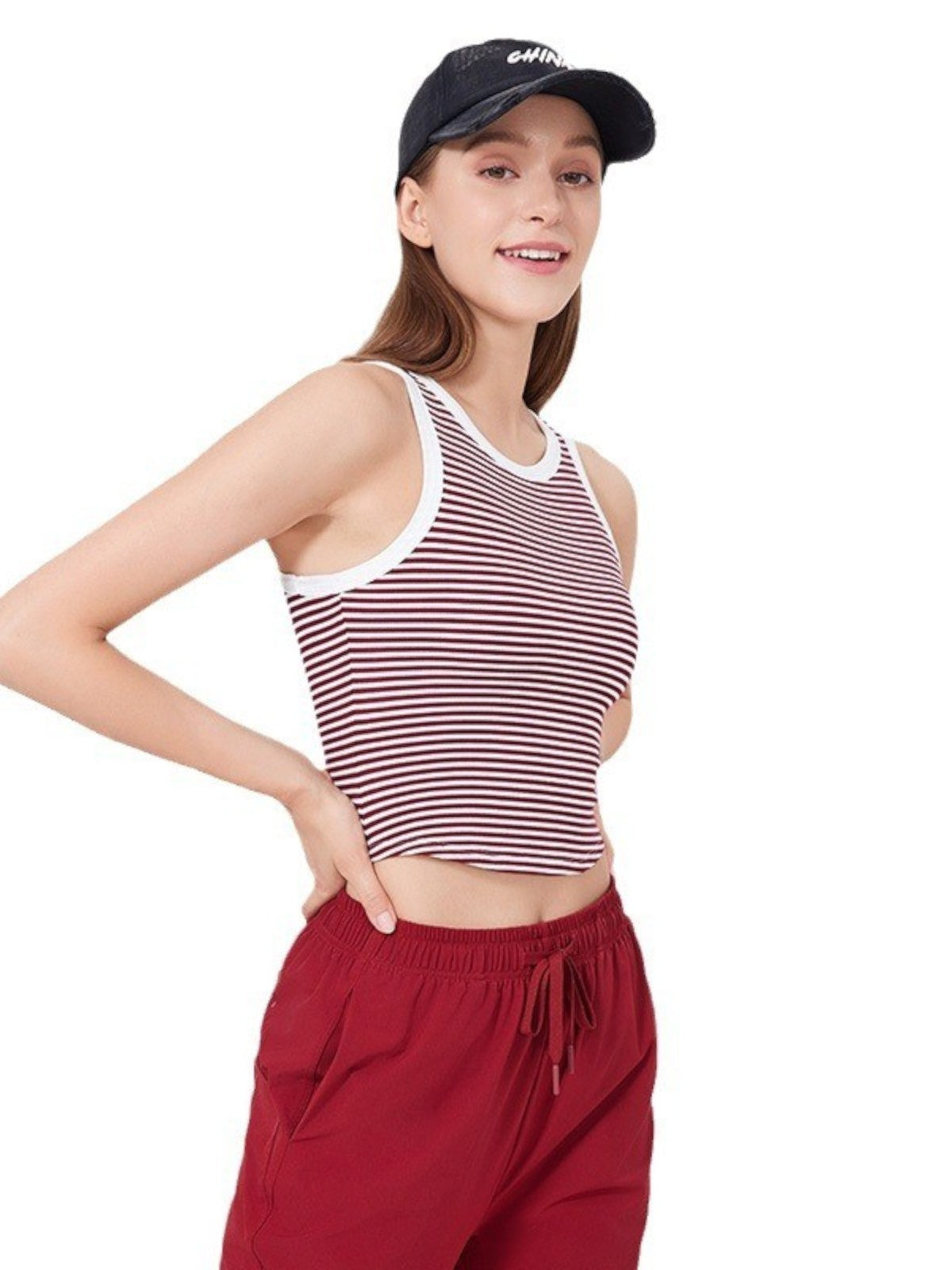 Seren Striped Crew Neck Sleeveless Top