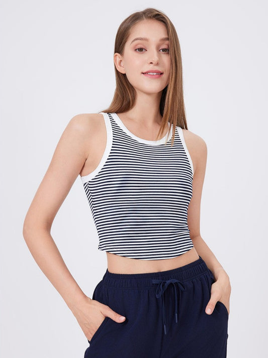Seren Striped Crew Neck Sleeveless Top