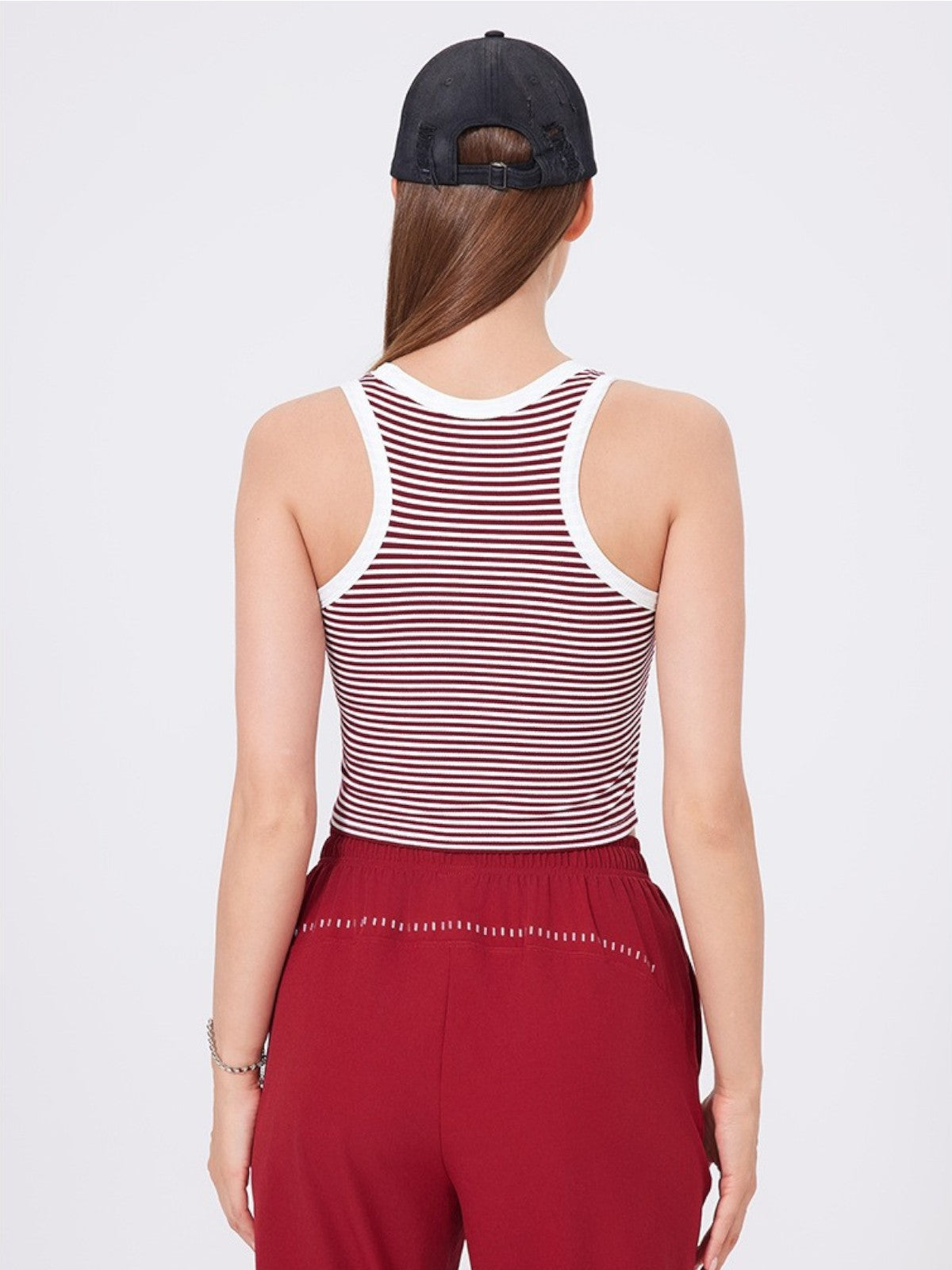 Seren Striped Crew Neck Sleeveless Top