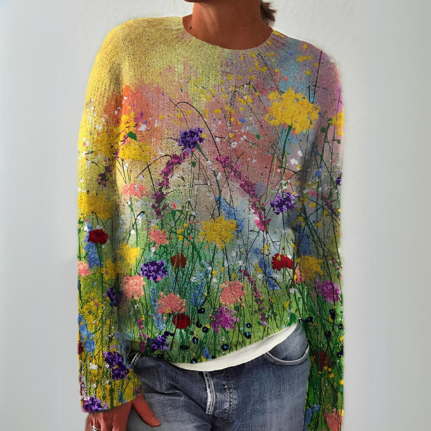 Marta™  Flowers Art Cozy Sweater