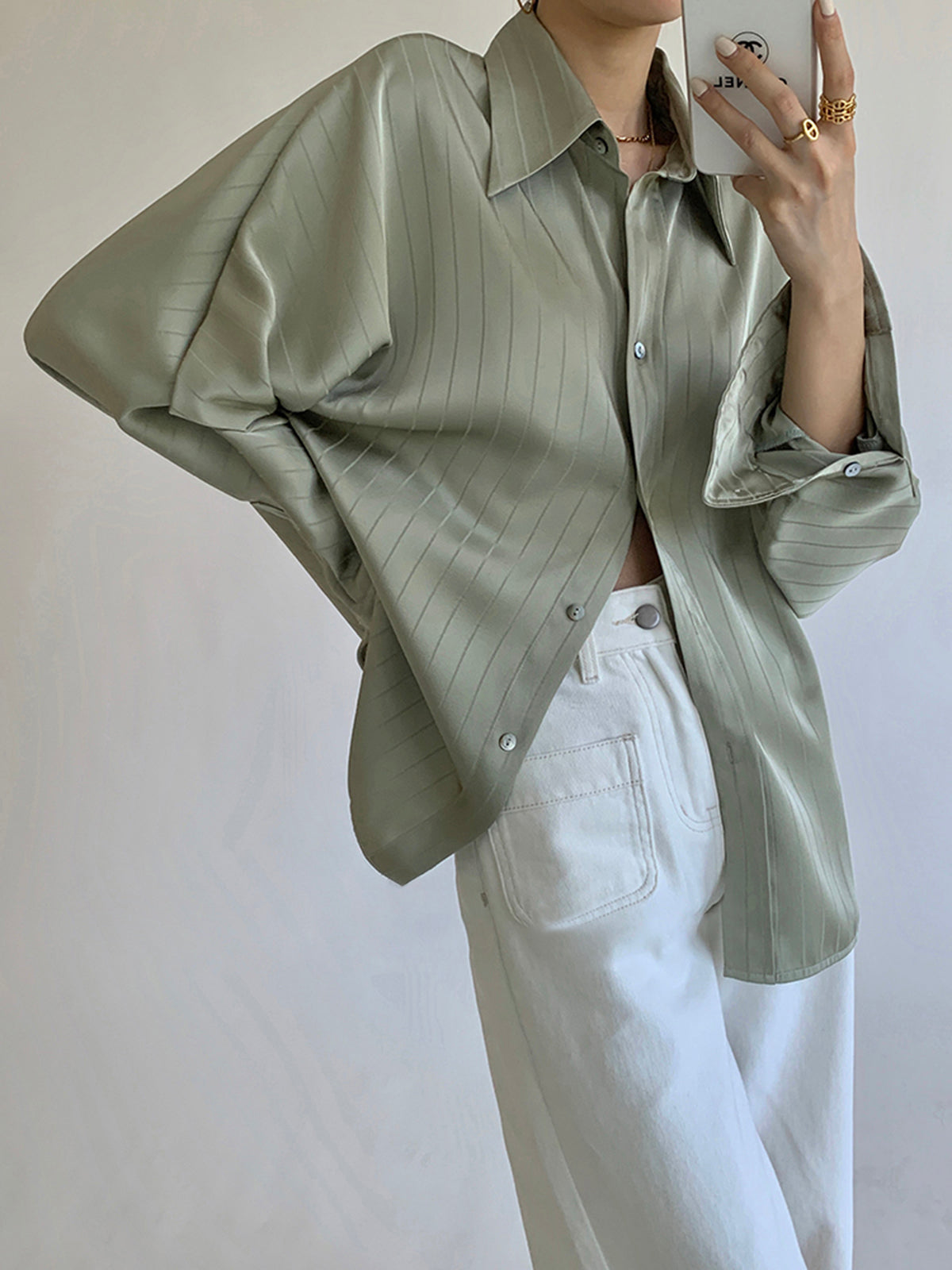 Elara Oversized Button-Up Collared Shirt