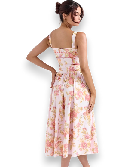 Isla Rosebud Floral Vintage Midi Dress