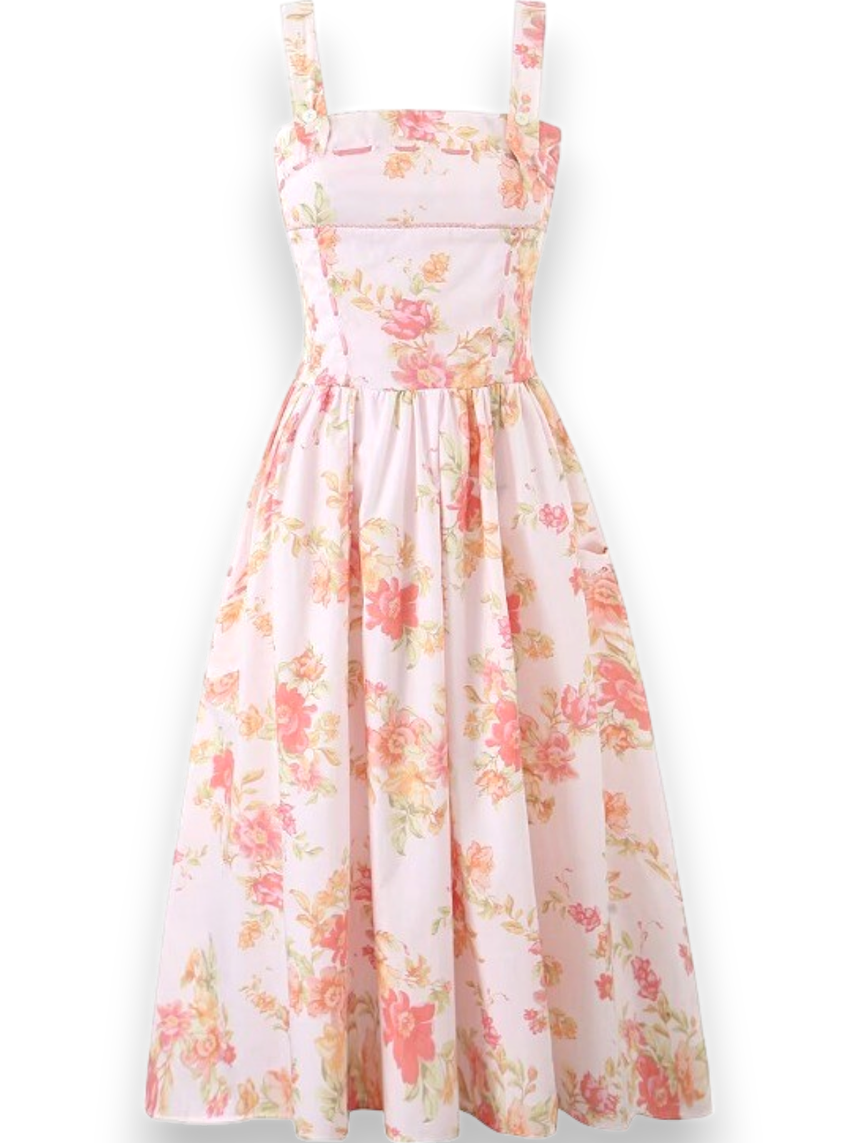 Isla Rosebud Floral Vintage Midi Dress