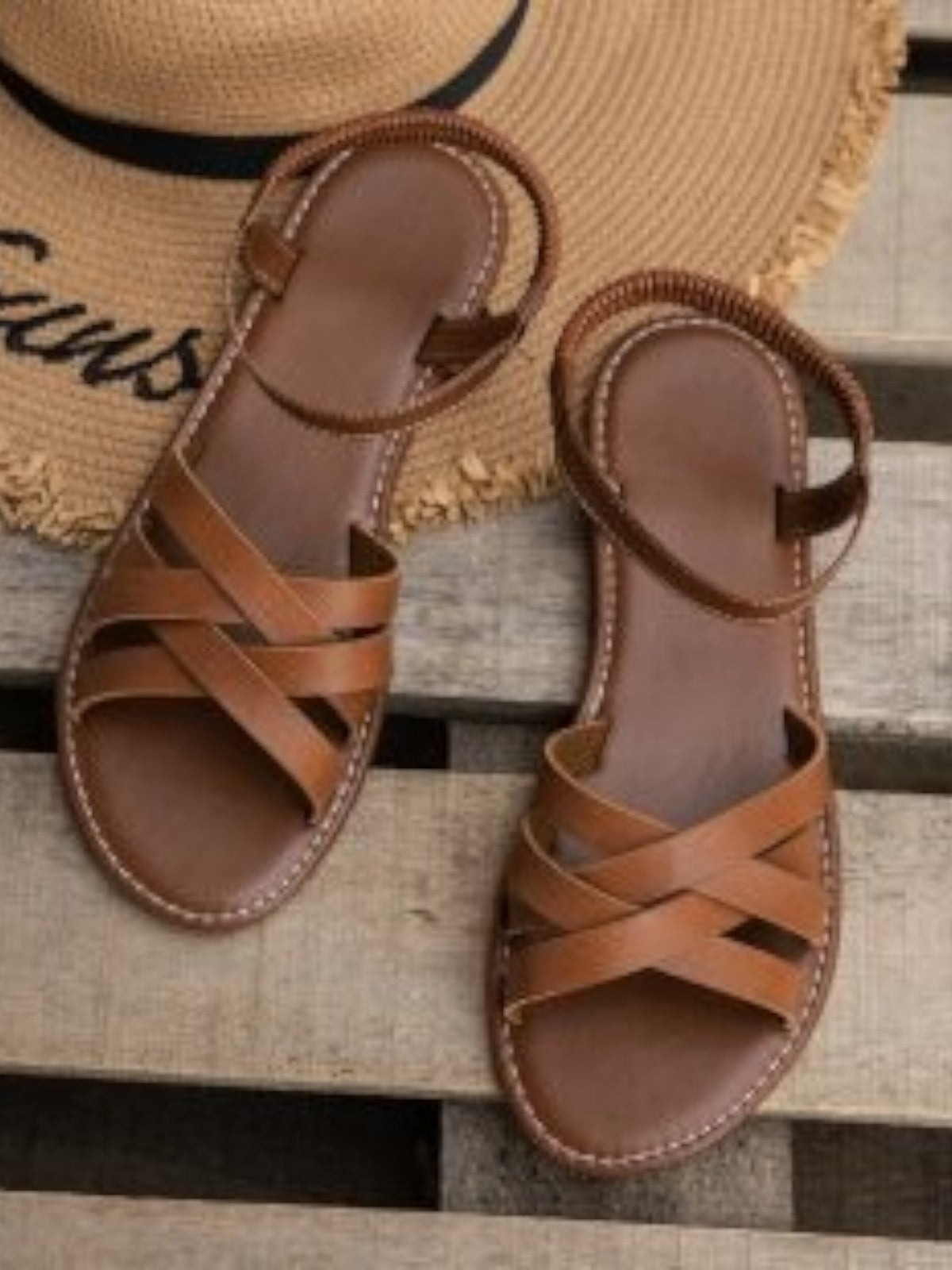 Vivara™ Roman Elastic Cross-Strap Sandals