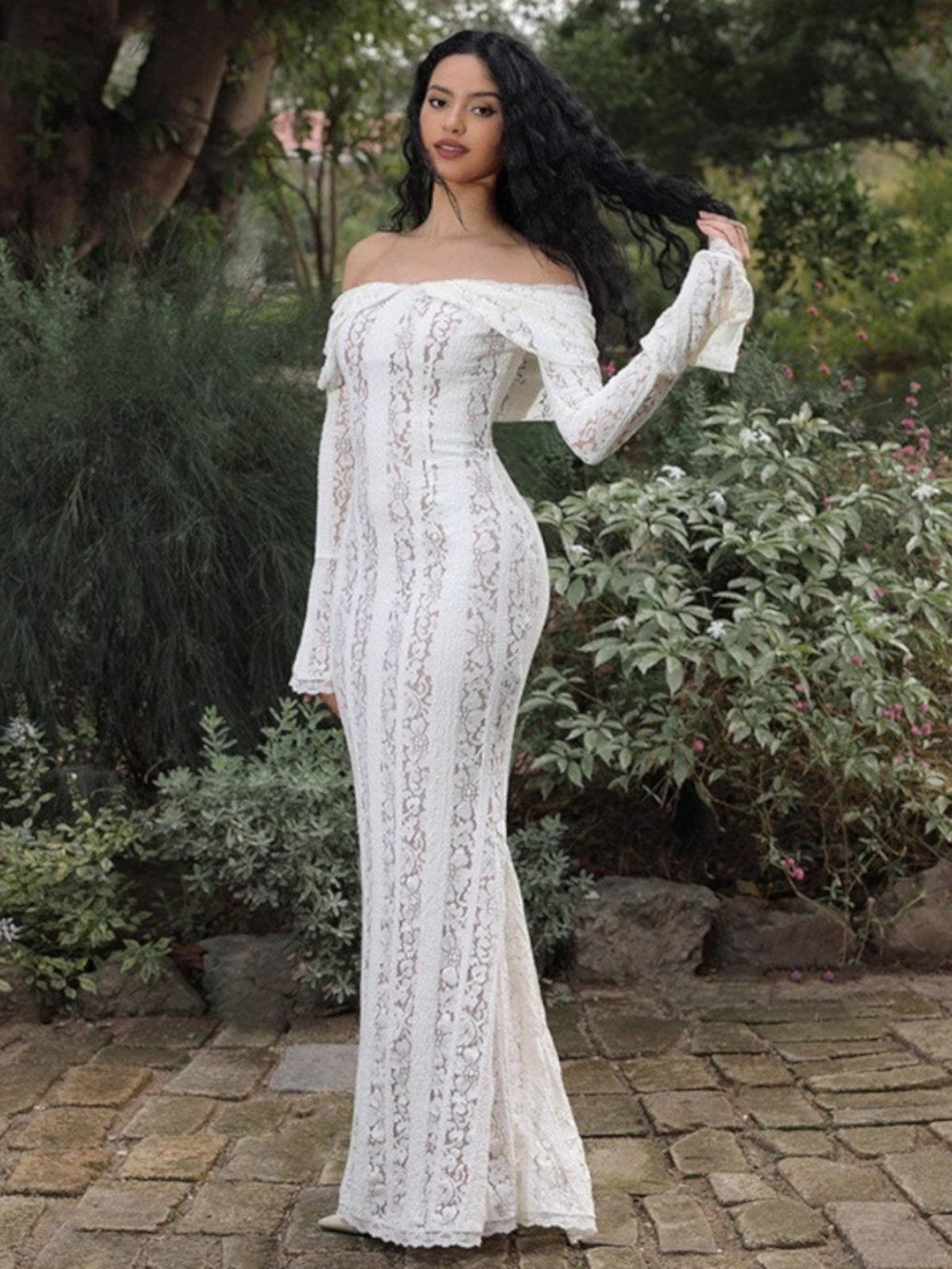 Freya Lace Off-Shoulder Maxi Dress