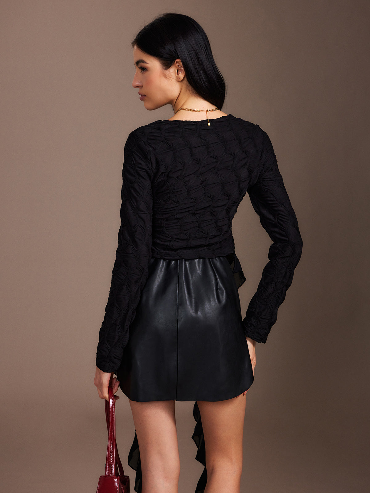 Amara Ruffle Rosette Pleated Blouse