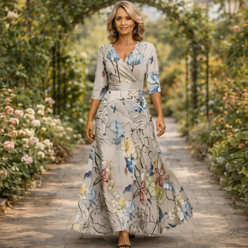 Lillian | Wrap-Style Flowing Maxi Dress