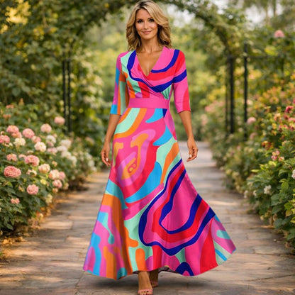 Lillian | Wrap-Style Flowing Maxi Dress