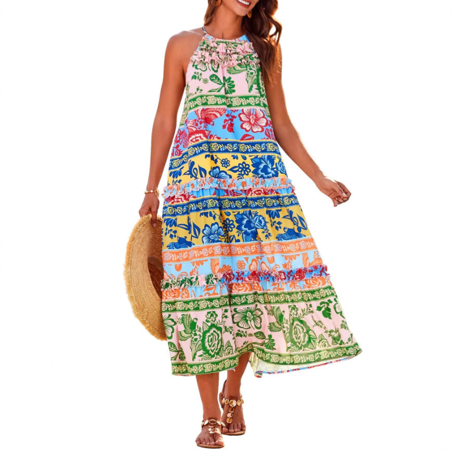 FELICITY™ – Chic Boho Halter Tiered Maxi Dress