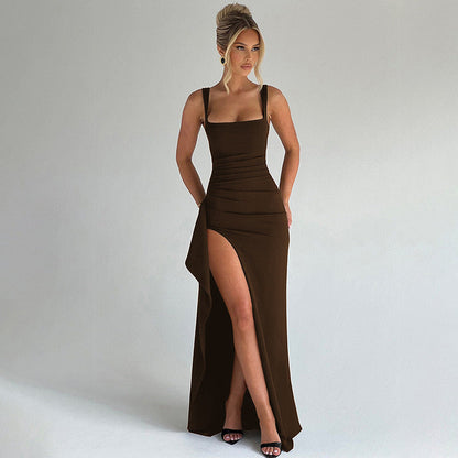 Livia™ Elegant Formal Slip Maxi Dress with Open Back