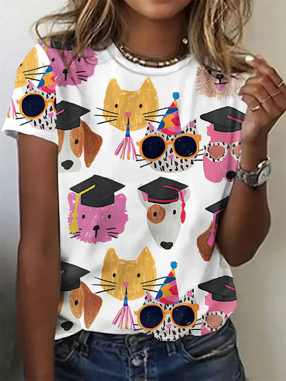 Avrille™ Stylish T-shirt with Dog Print