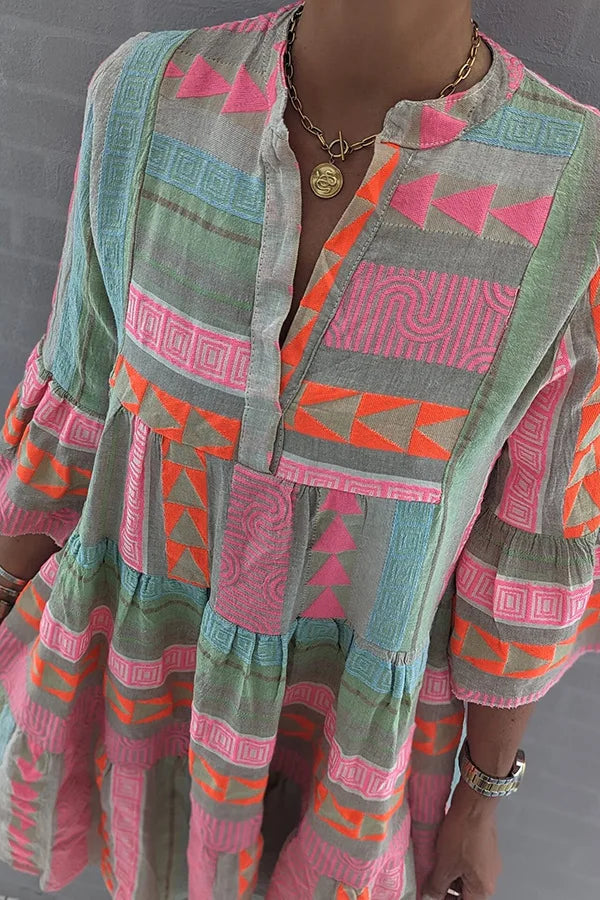 Elodie™ Chic V-Neck Cotton Hemp Dress