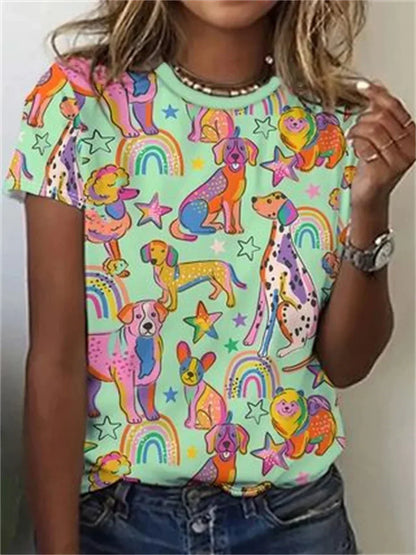 Avrille™ Stylish T-shirt with Dog Print
