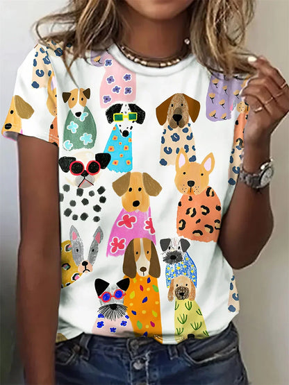 Avrille™ Stylish T-shirt with Dog Print