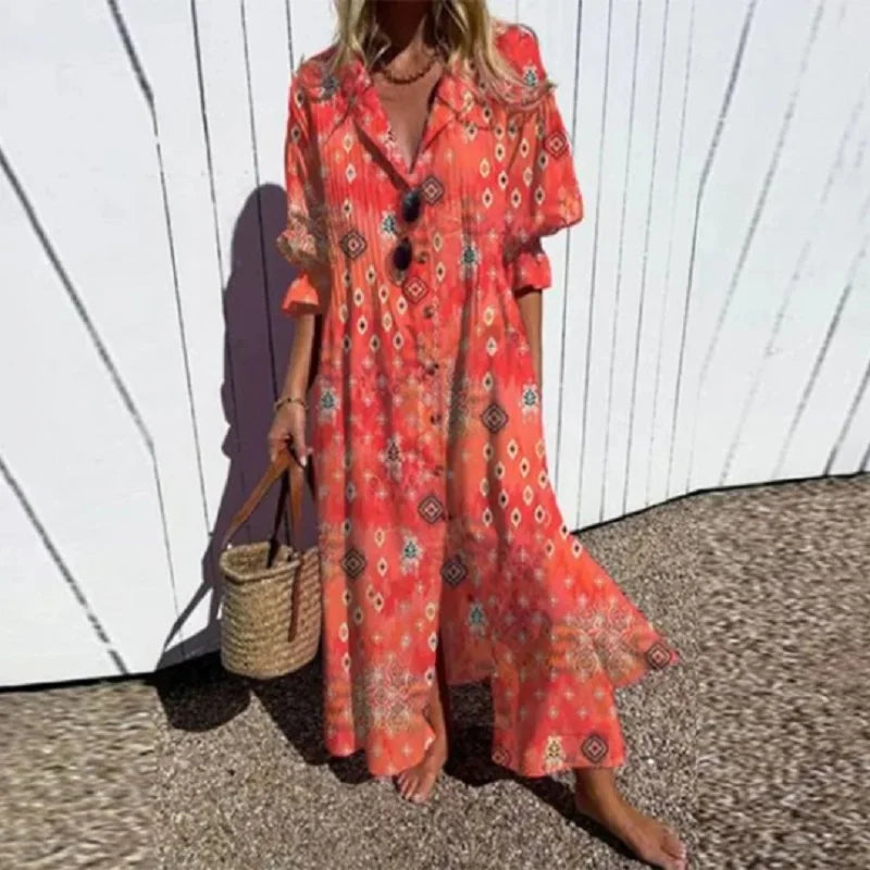 Alyssa™ Boho Puff Sleeve Maxi Dress