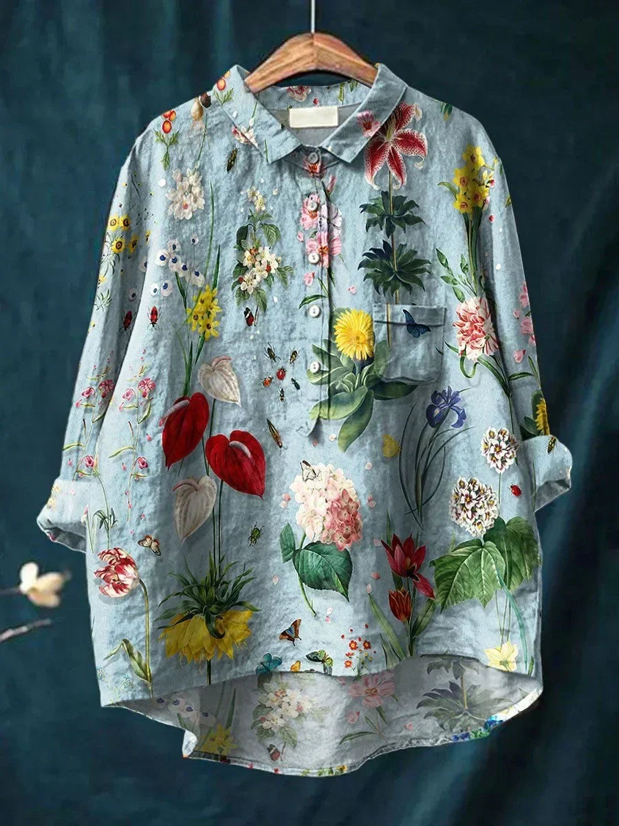 Scarlett™ Vibrant Floral Button-Up Shirt