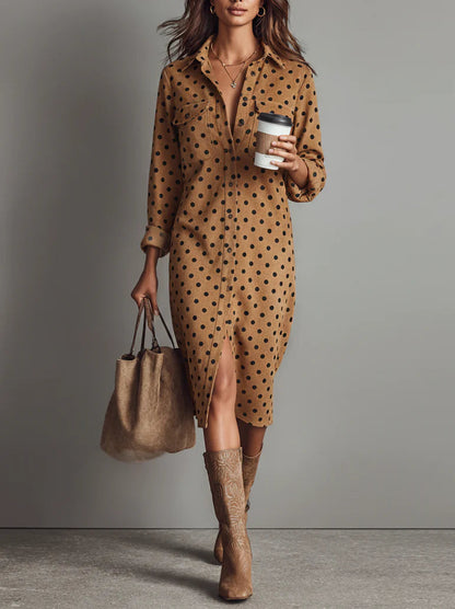 Suede Shirt Midi Dress