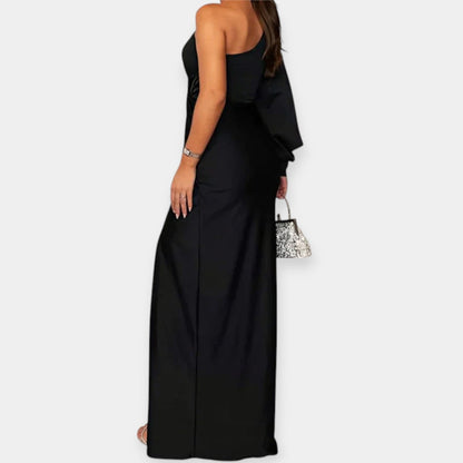One-Shoulder Maxi Dress with Slit
