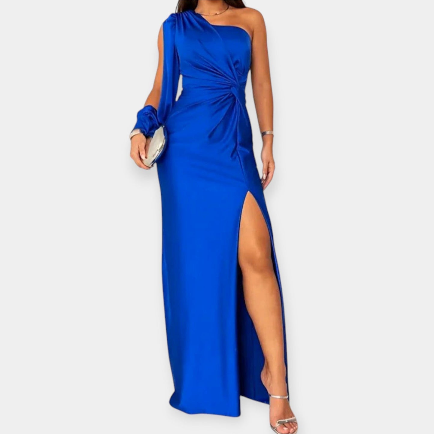 One-Shoulder Maxi Dress with Slit