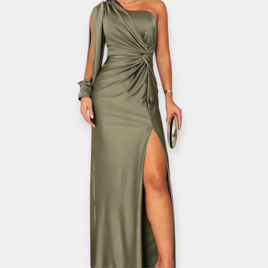 One-Shoulder Maxi Dress with Slit